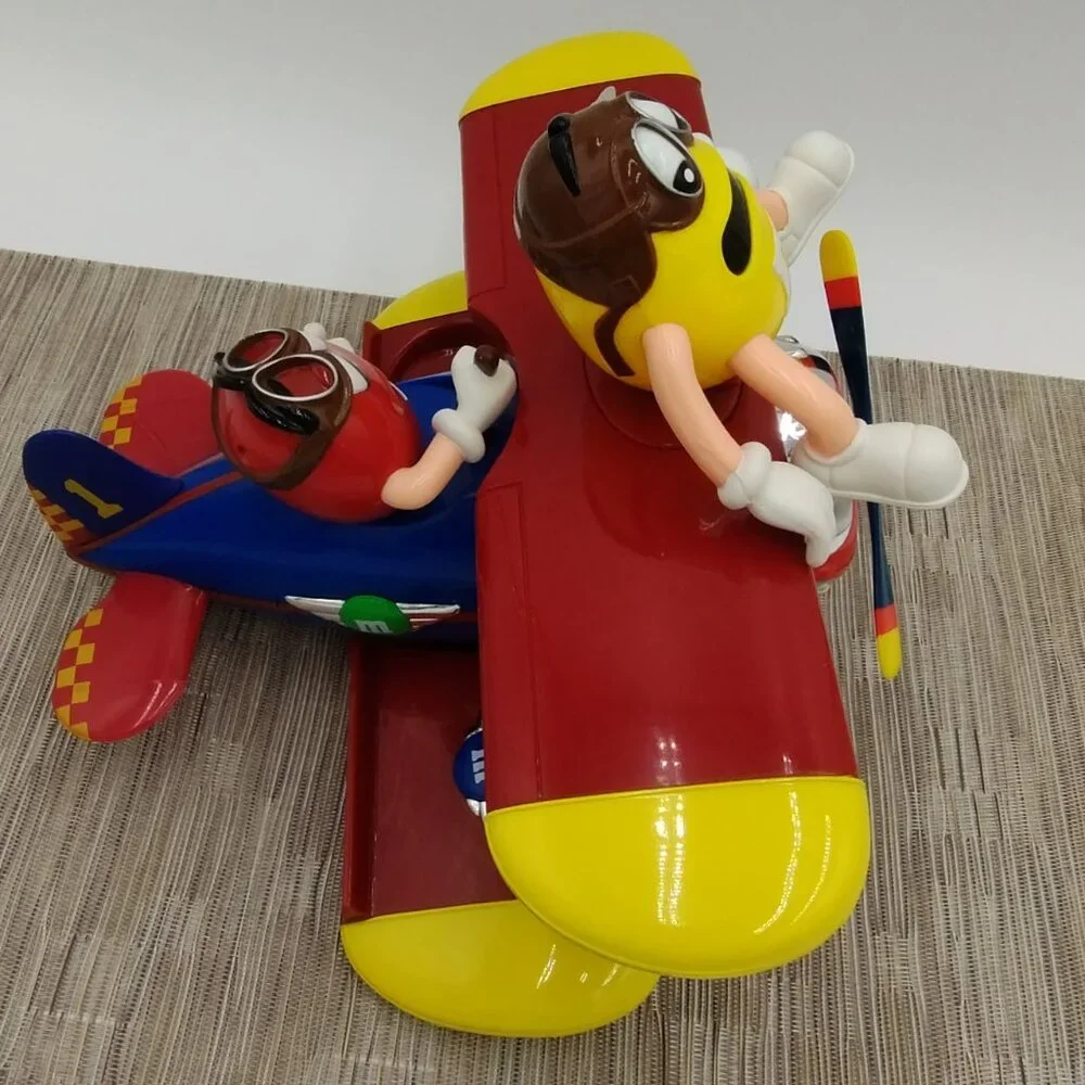 2009 M&M's Barnstorming Rides Bi Plane Collectible Candy Dispenser NWT
